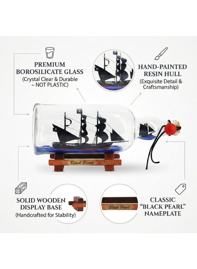 NAUTIMALL 11inch Black Pearl Pirate of the Caribbean Dual Model Ship in a Bottle Glass Ornament Gift for boy (Black Pearl 11”) - Image 4