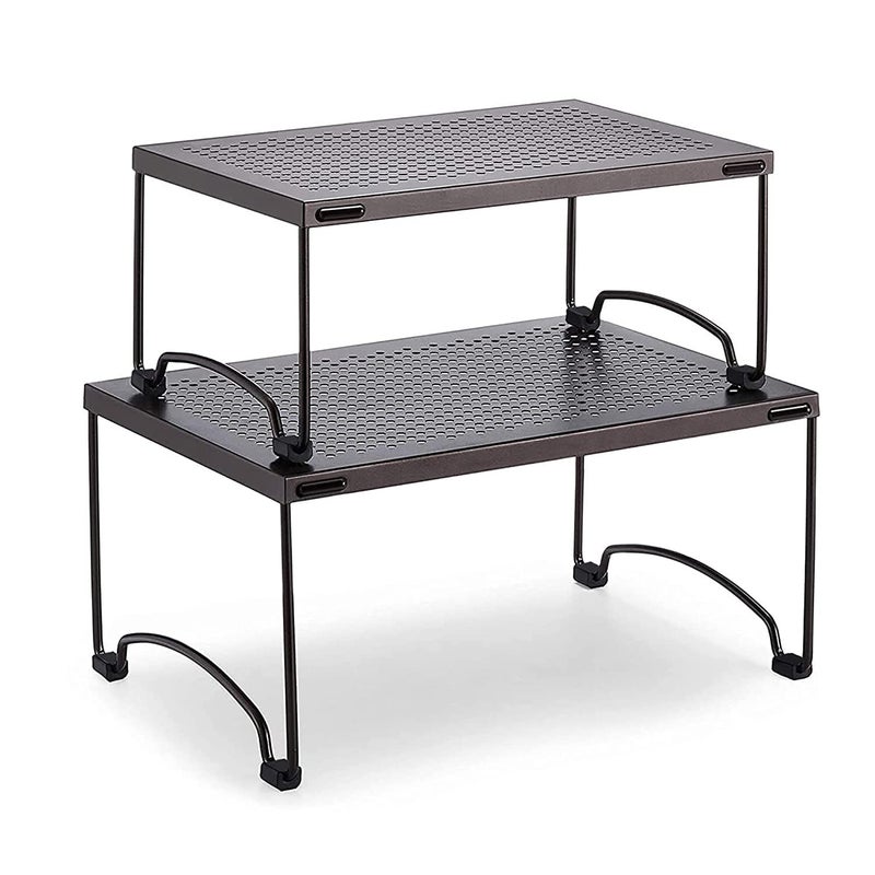 AMAZIO Iron Racks Shelves for Storage 11 x 7 Storage Stand Kitchen Shelf Dish Rack Organizer CabinetsPantry ShelvesCountertops DishesPlatesBowlsMugs Packof2 Black - Image 4