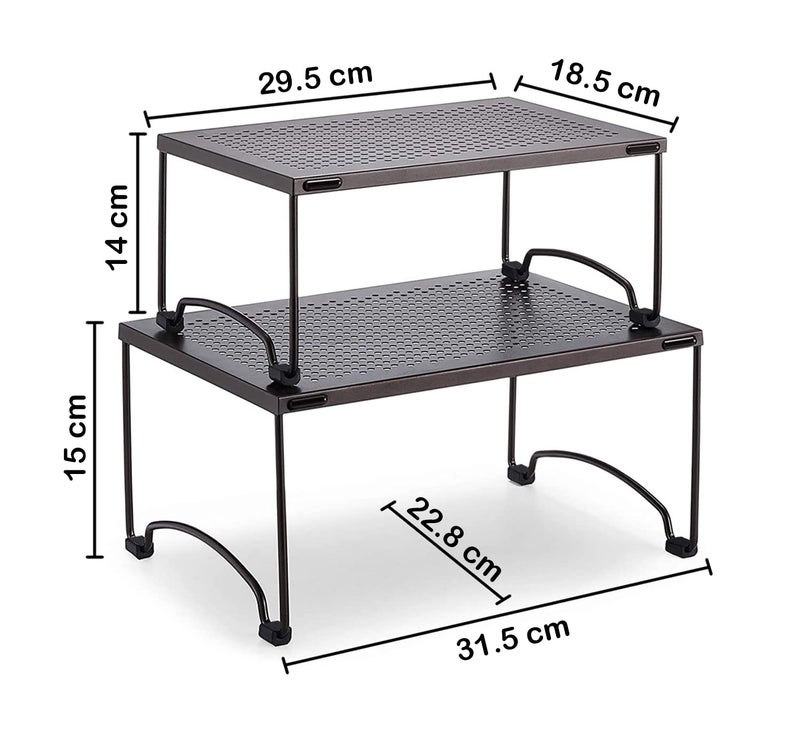 AMAZIO Iron Racks Shelves for Storage 11 x 7 Storage Stand Kitchen Shelf Dish Rack Organizer CabinetsPantry ShelvesCountertops DishesPlatesBowlsMugs Packof2 Black - Image 3