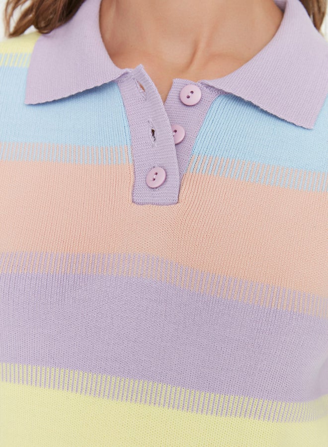 trendyol Blue Color Block Knitwear Sweater - Image 4