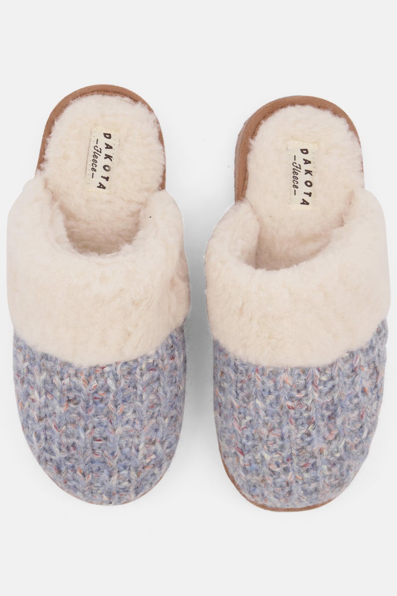 Dakota Kids Girls Faux Fur Slip On Slipper, Blue Combo  - Image 4