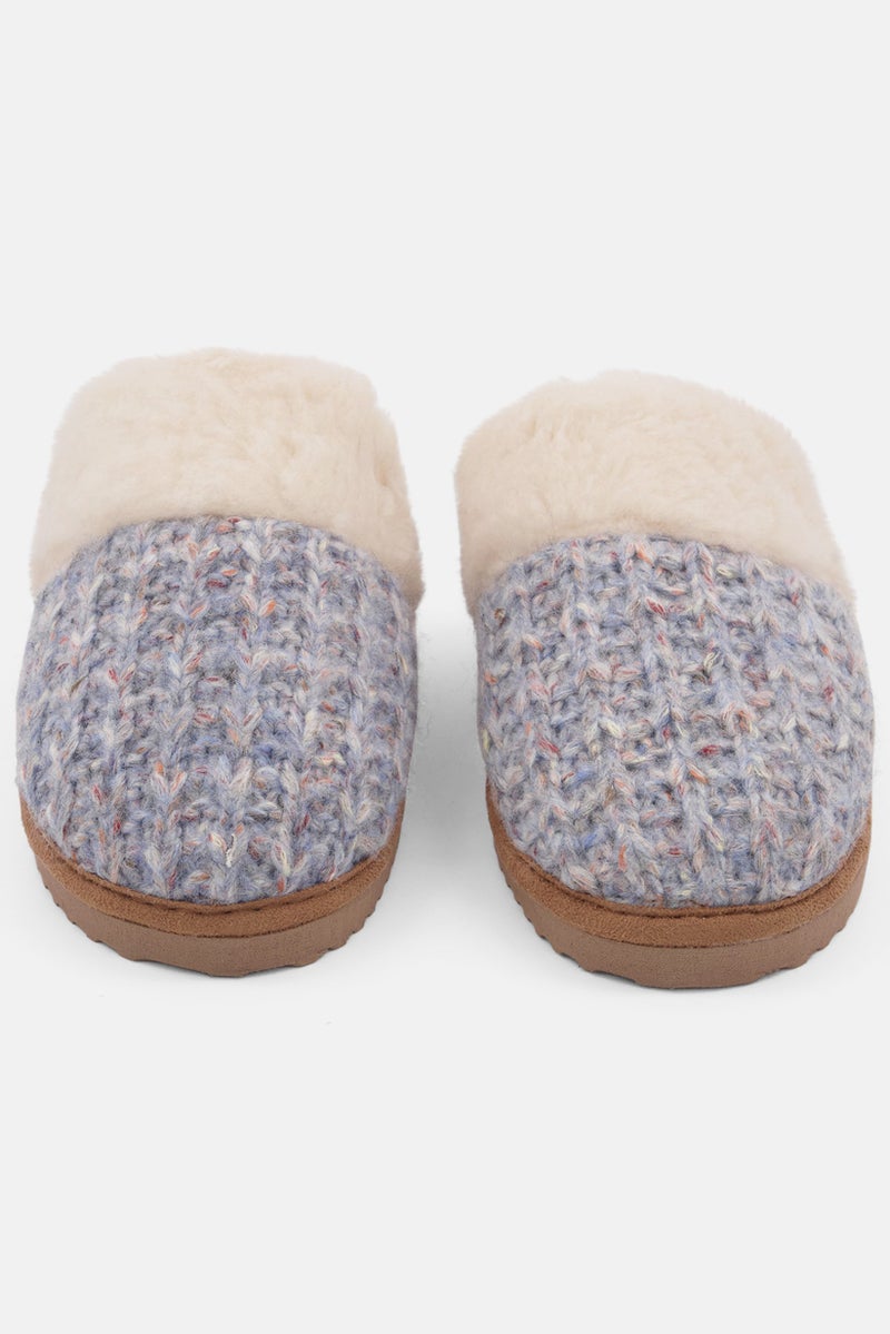 Dakota Kids Girls Faux Fur Slip On Slipper, Blue Combo  - Image 3
