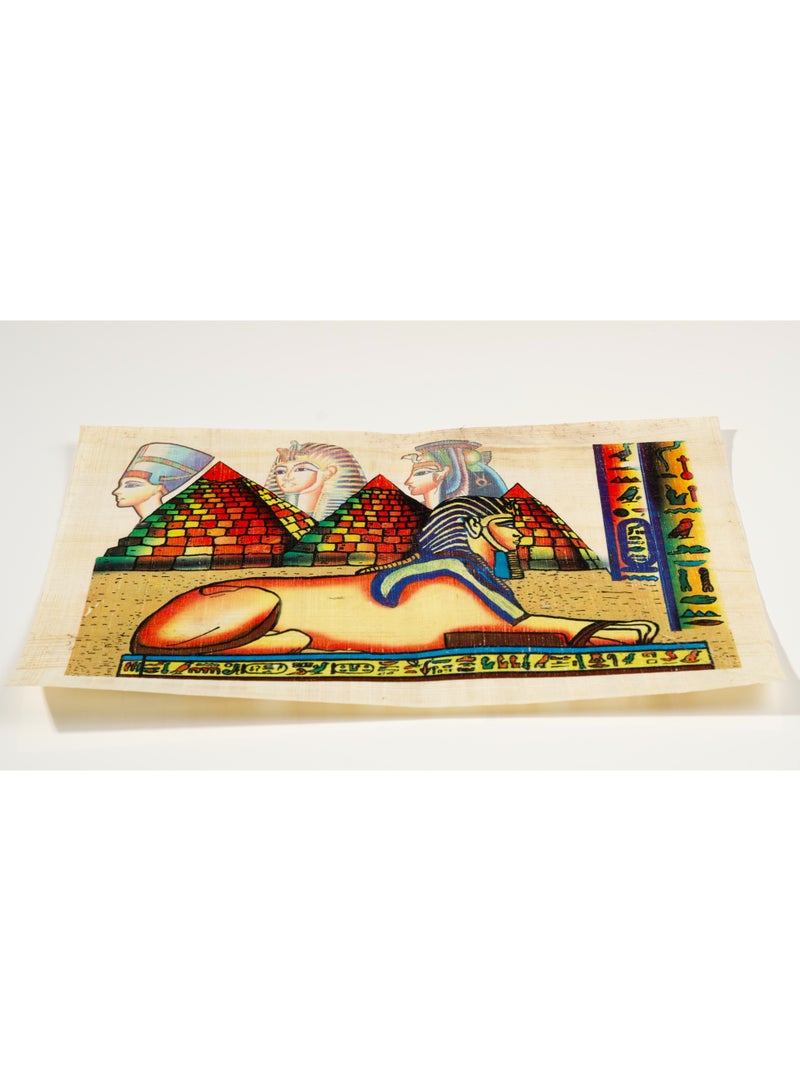 هاندرد بلس ورق بردي مصري طبيعي أصلي مقاس A4 مصنوع يدويًا في مصر من نبات البردي الحقيقي بتصميم الأهرامات والشخصيات الملكية المصرية مطبوع للديكور والهدايا التذكارية - Image 1
