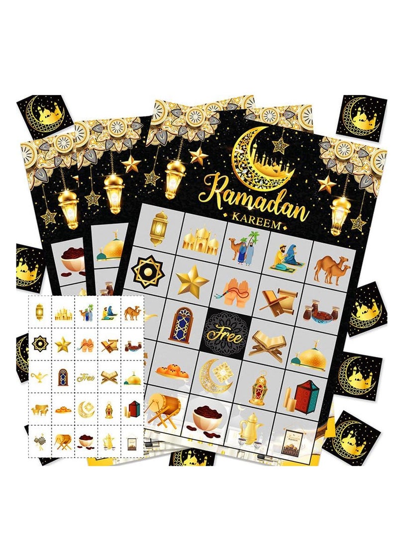 35 Pcs Eid Al Adha Bingo Games 24 Players Eid Mubarak Bingo Cards Ramadan Party Favors for Boys Girls Adults Family Classroom Activities Muslim Festival Party Games Supplies - Image 1