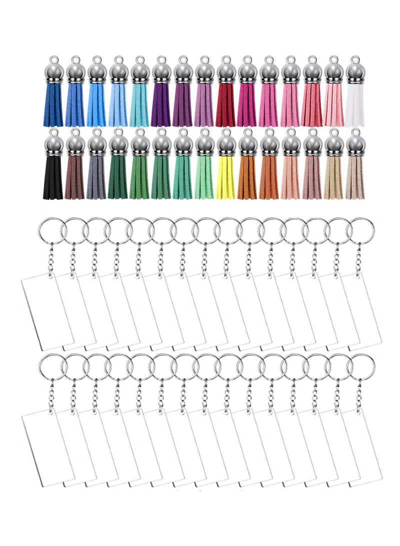 Sweet seven 120-Piece Acrylic Keychain Blanks Vinyl Kit - Includes 30 Acrylic Blanks, 30 Keychain Tassels, 30 Key Chain Rings, and 30 Jump Rings - Perfect for DIY Keychain Vinyl Crafting - Image 1