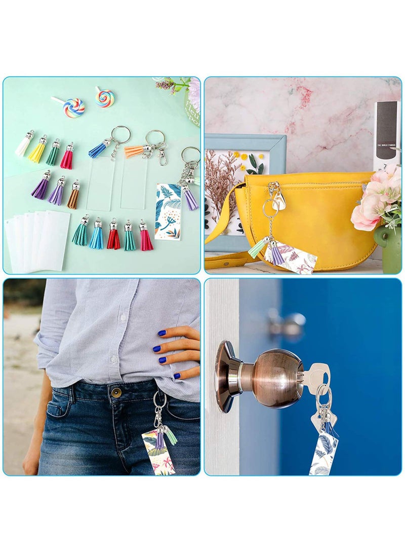 Sweet seven 120-Piece Acrylic Keychain Blanks Vinyl Kit - Includes 30 Acrylic Blanks, 30 Keychain Tassels, 30 Key Chain Rings, and 30 Jump Rings - Perfect for DIY Keychain Vinyl Crafting - Image 5