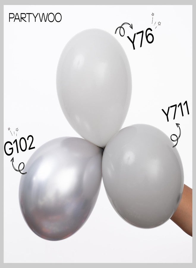 PartyWoo Silver Balloons 123 pcs Different Sizes of 18 12 10 5 Inch Silver Balloon Arch Kit Garland for Birthday Graduation Bachelorette Engagement Bridal Shower Wedding Party Decorations Silver-G102 - Image 4