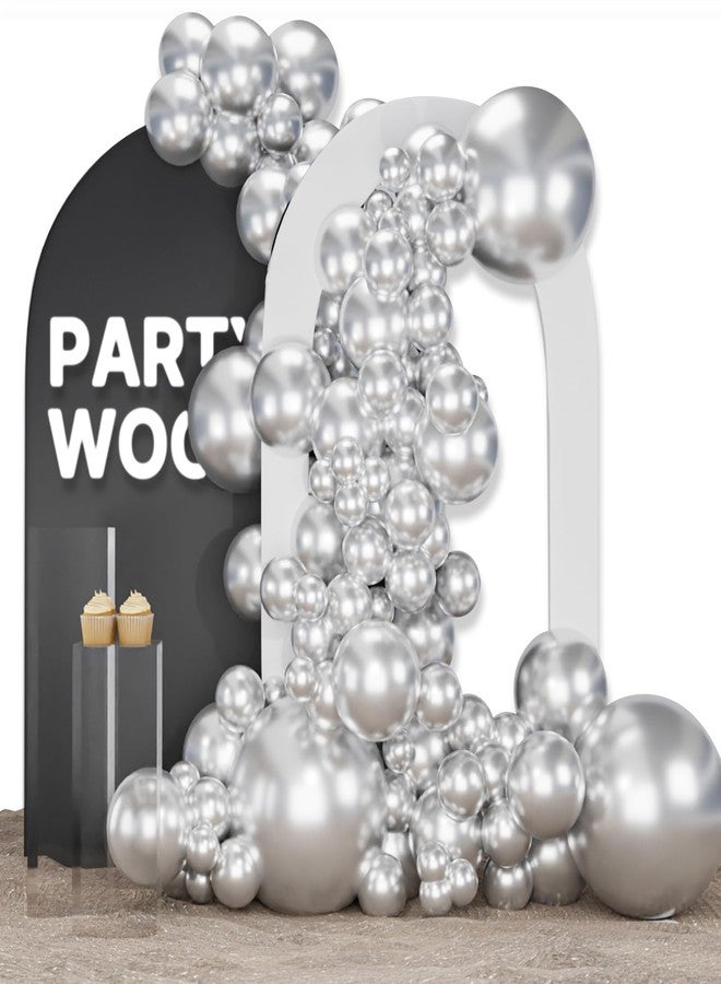 PartyWoo Silver Balloons 123 pcs Different Sizes of 18 12 10 5 Inch Silver Balloon Arch Kit Garland for Birthday Graduation Bachelorette Engagement Bridal Shower Wedding Party Decorations Silver-G102 - Image 1