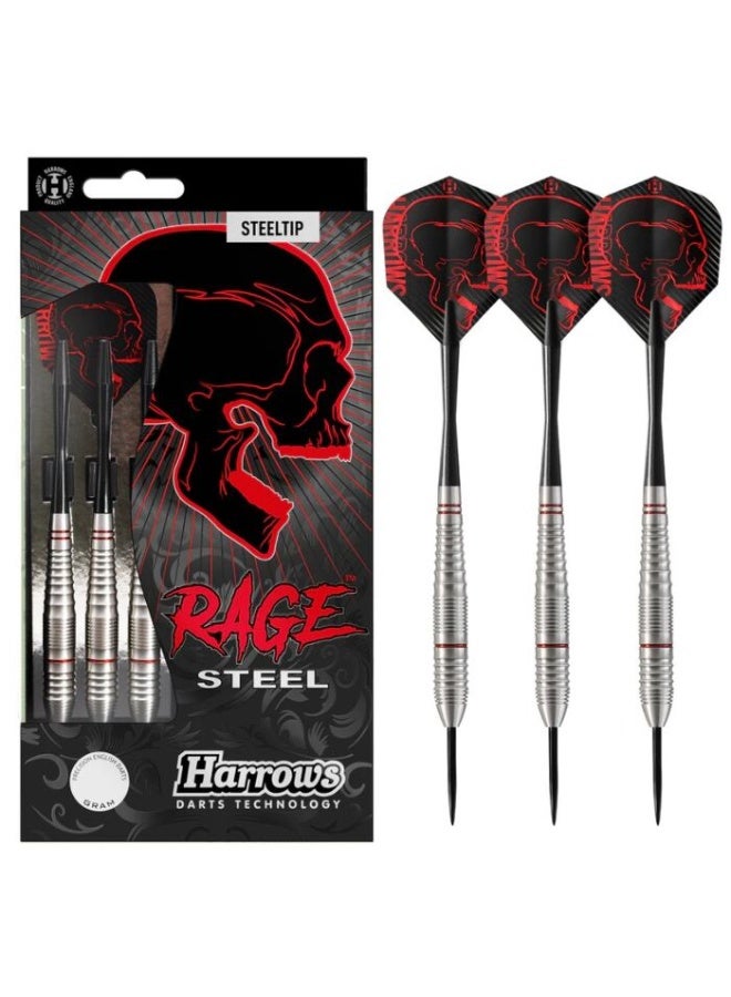 Harrows Rage Steel BD1089421 24g Steel Tip Dart Set – Precision Balanced Brass Darts for Accuracy, Control & Consistent Performance