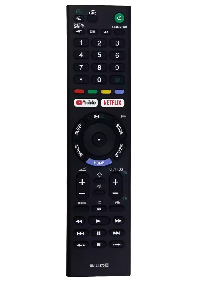 NVTC RM-L1370 Remote Control Universal for Sony TV LCD TV 3D LED Smart Controller with Youtube Netflix Button (Black) - Image 1