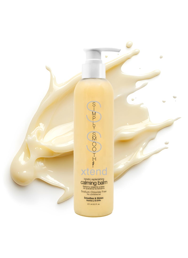 SIMPLY SMOOTH Xtend Keratin Replenishing Calming Balm Smoothing Or Curling Balm 1-Day Frizz Free Blowout Infused with Collagen To Repair Dry, Damaged, Unmanageable Hair 8.5 Oz. 