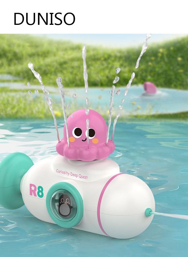 DUNISO Baby Bath Toys Bath Water Guns with Flower Shower and Octopus Bathtub Shower Toys Push Water Spray Toys for Toddlers Kids Boys Girls - Image 2