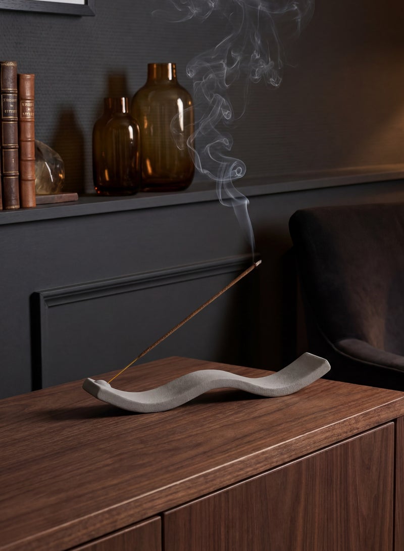 تصميم زينس حامل أعواد البخور الخزفي باللون الرمادي، مناسب للطاولات وغرف التأمل واليوغا والمنزل والمكتب - Image 2