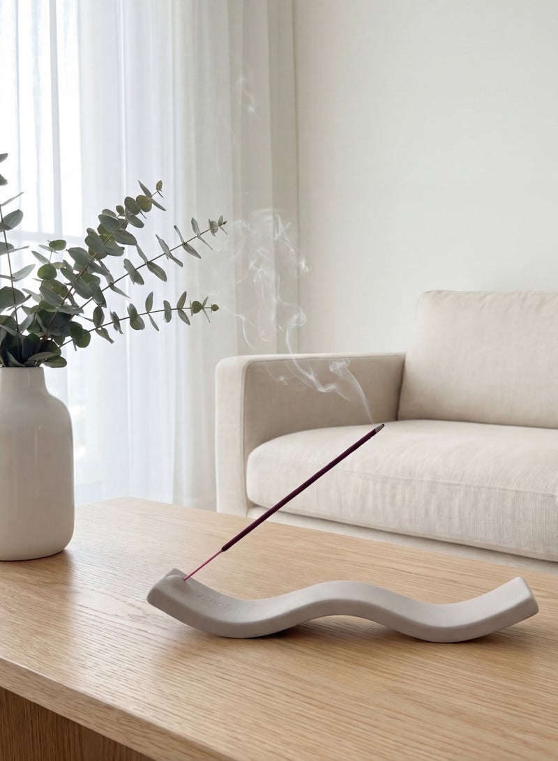 تصميم زينس حامل أعواد البخور الخزفي باللون الرمادي، مناسب للطاولات وغرف التأمل واليوغا والمنزل والمكتب - Image 3