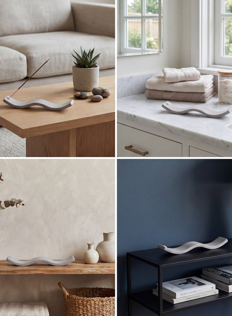 تصميم زينس حامل أعواد البخور الخزفي باللون الرمادي، مناسب للطاولات وغرف التأمل واليوغا والمنزل والمكتب - Image 5