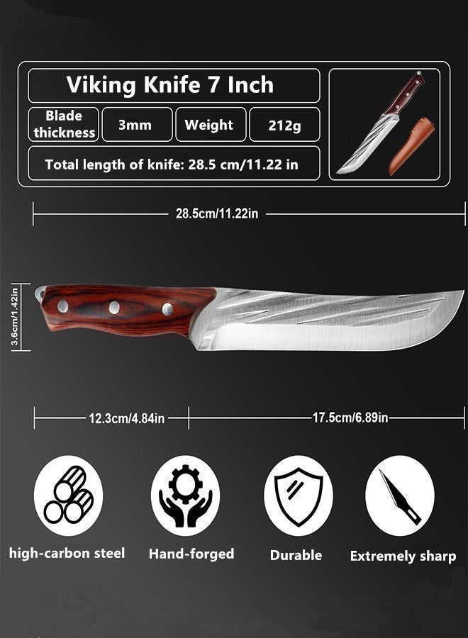 Saiboro Kitchen Knife Chef Knife With Leather Sheath Made of 5Cr15MoV High-Carbon Steel,Knife For Meat/Vegetables and Fruits,Slicing Knife Paring Knife Fruit Knife Bread Knife or Outdoor Knife,Kitchen Knife Chef Knife - Image 3