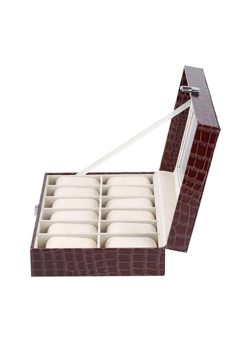 WATCH ORGANIZER LEATHER BROWN 12 SLOTS - Image 3