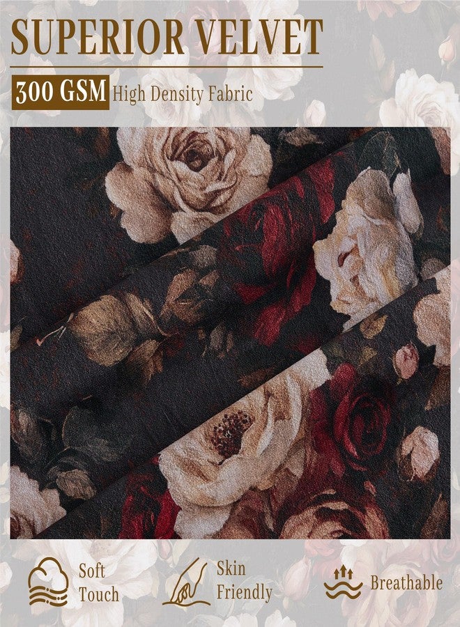 StangH Floral Black Curtains 84 inches Long, Luxury Velvet Bedroom Drapes with Printed Blossom Romantic Decorative Patterned Window Treatments for Sliding Door, W52 x L84, 2 Panels - Image 4