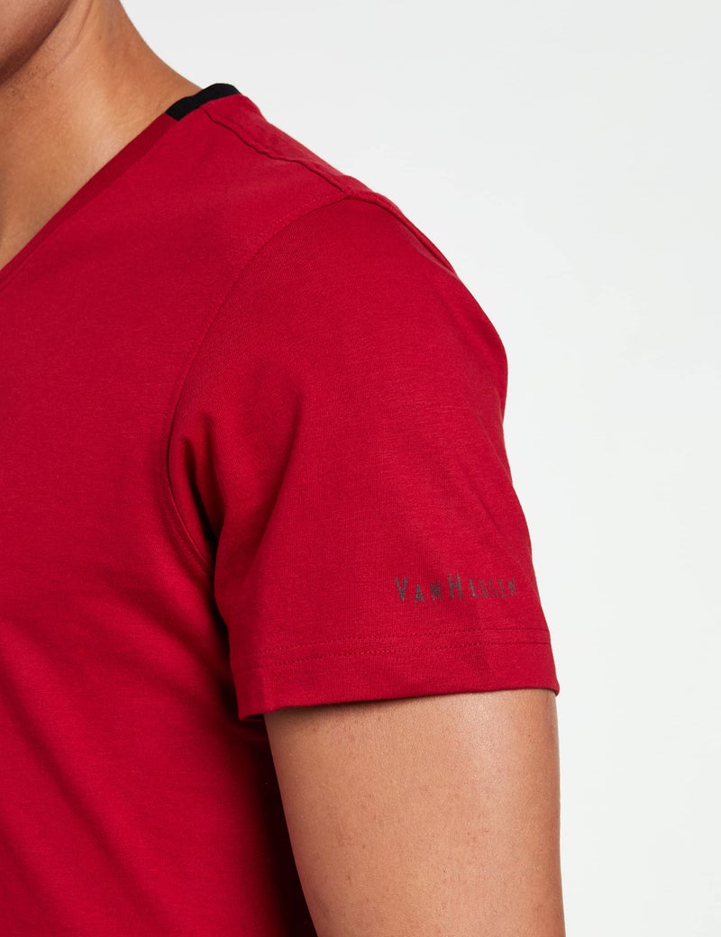 Van Heusen Athleisure Men's Solid Regular Fit T-Shirt (60001_Scarlet Sage_L) - Image 4