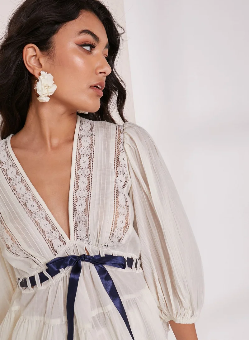 Free People Romance Plunge Peplum Top