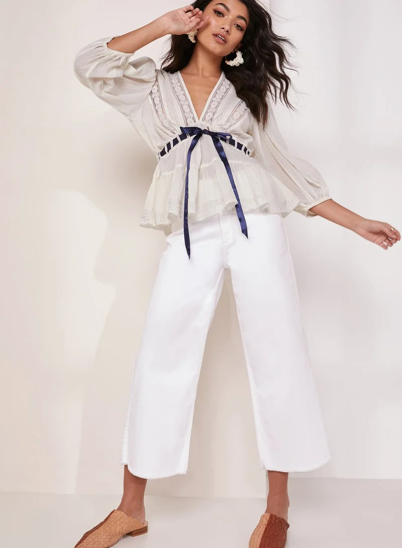 Free People Romance Plunge Peplum Top