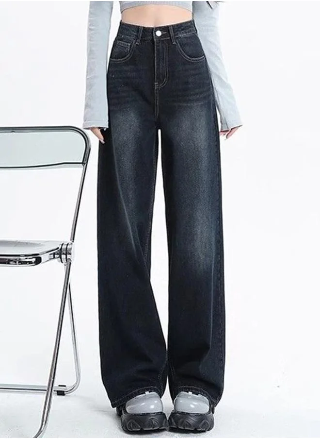 YUNIQEE Black Cotton Straight Fit High-Rise Jeans