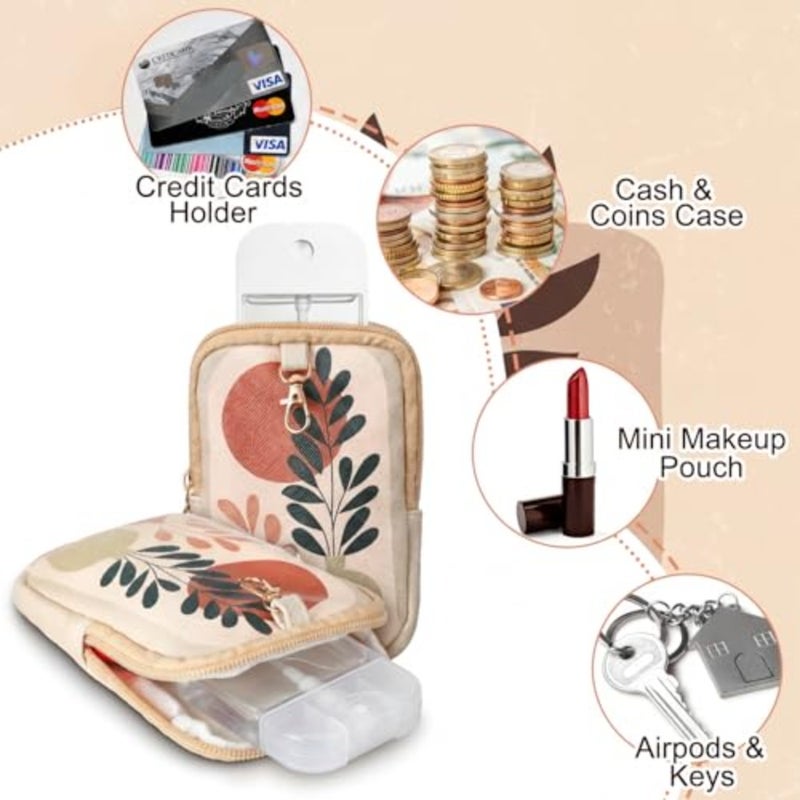 5 Pcs Hand Sanitizer Spray Case, Boho Zippered Pouch Touch Power Mist Portable Hand Sanitizer Holder Protective Case Attachable Fashion Accessory with Snap Hook, 1fl oz - Image 2