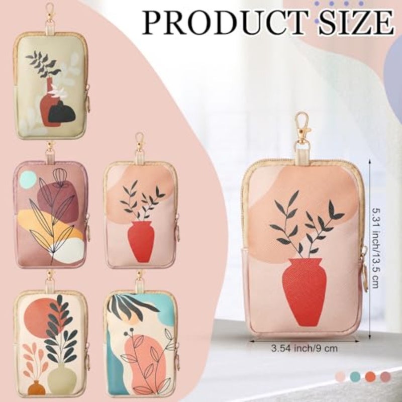 5 Pcs Hand Sanitizer Spray Case, Boho Zippered Pouch Touch Power Mist Portable Hand Sanitizer Holder Protective Case Attachable Fashion Accessory with Snap Hook, 1fl oz - Image 4