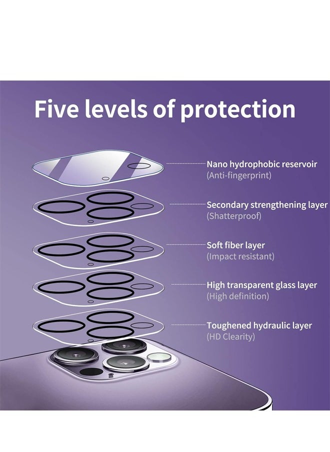MIQIA Miqia iPhone 14 Pro Tempered Glass Camera Lens Protector Ultra HD transparent 9H Hardness Anti-Scratch Case Friendly Easy to Install No Affect on Night full coverage protection  - Image 3