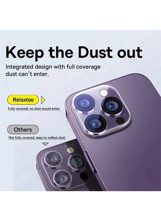 MIQIA Miqia iPhone 14 Pro Tempered Glass Camera Lens Protector Ultra HD transparent 9H Hardness Anti-Scratch Case Friendly Easy to Install No Affect on Night full coverage protection  - Image 5