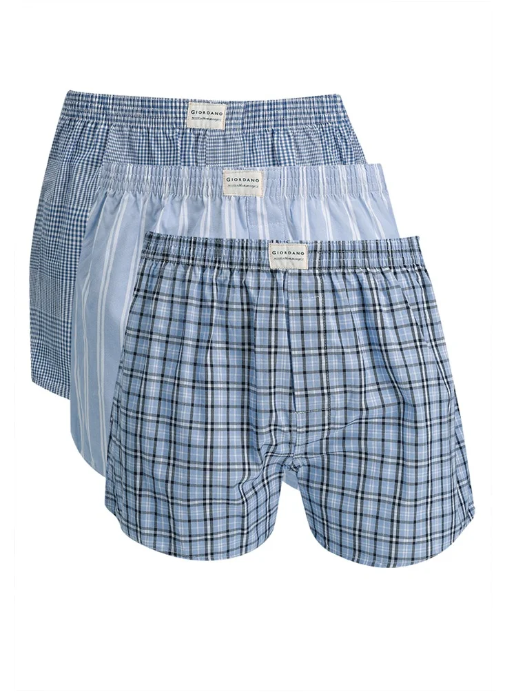 GIORDANO Men's Cotton Contrast Color Boxers (3pcs/pack)