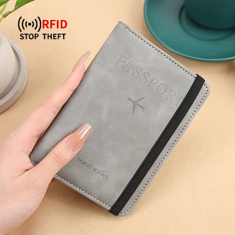 Skin Pressure Sensitive Variable Strap Pu Leather Rfid Passband Holder Travel Wallet Id Bag - Image 2