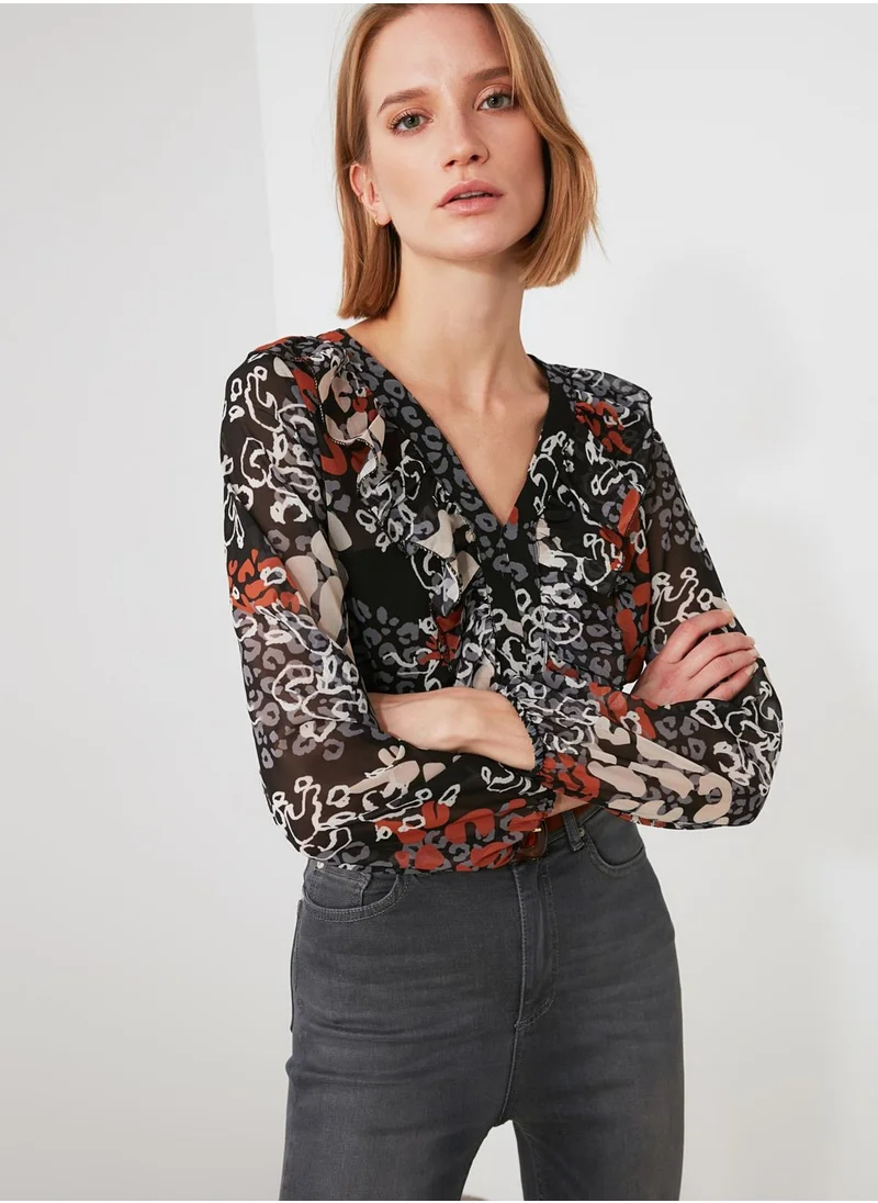 ترينديول Printed Ruffle Top