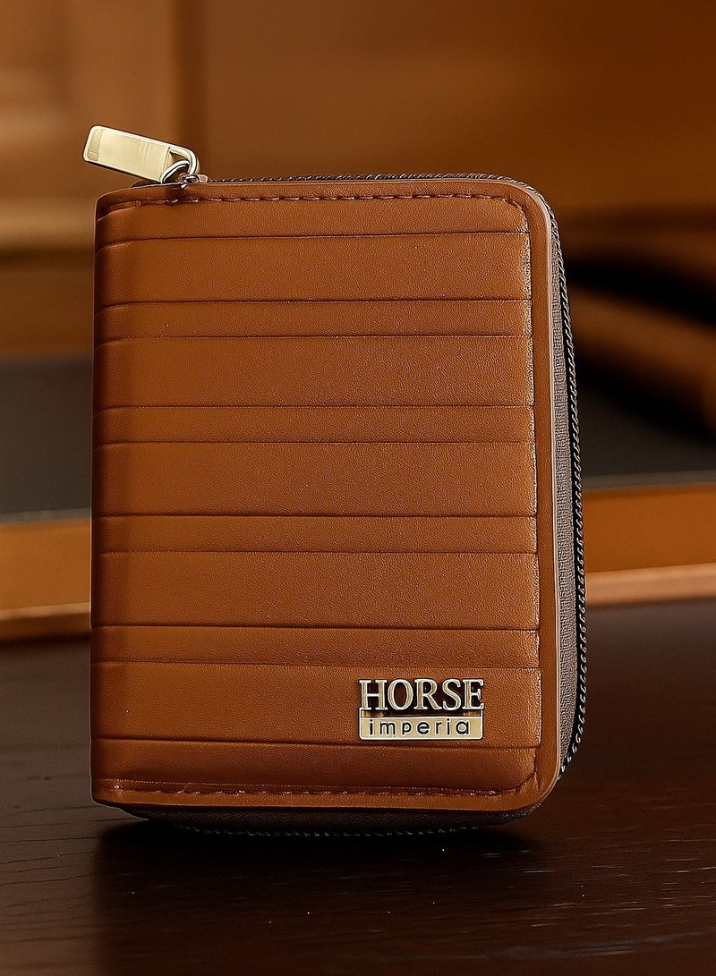 Horse card wallet - high quality - Havana - Image 1
