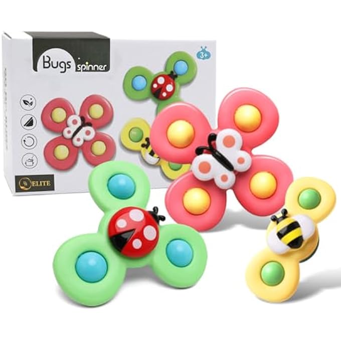 ELITE SUCTION CUP SPINNER TOY- ANIMAL ROTATING TODDLER SPINNING TOYS, BABY BATH TOYS, DIMPLE SUCTION TOY WITH SILICONE BUBBLES - FIDGET SPINNER TOYS FOR BABIES AGED 3-30 MONTHS (PACK OF 3) - Image 2