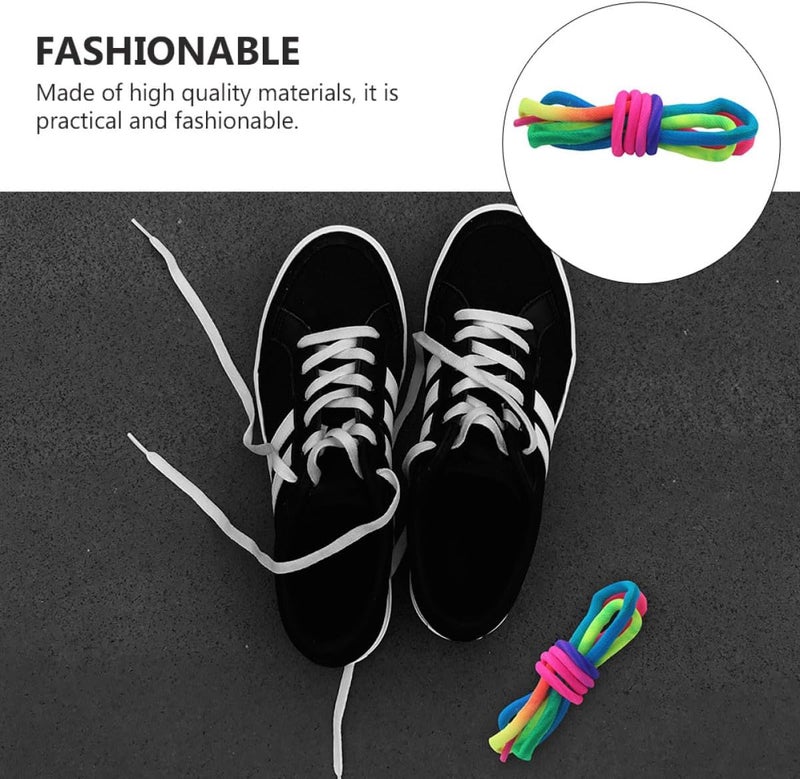 Rainbow round Shoelaces for Sneakers, Gradient Thick 100cm Shoe Strings, Colorful Athletic Shoelace Accessories for Casual and Sports Shoes - Image 3