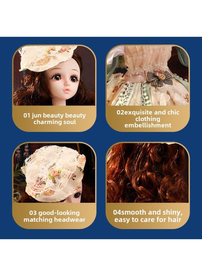 Childlike Innocence Barbie Doll Gift Box Set Large Size 60cm Girl Doll Simulation Princess Children's Gift Toy-Color:5518 One (stereo Eye)-Height:Ordinary Version + Blink + Headdress + Necklace + Panoramic Gift Box - Image 4