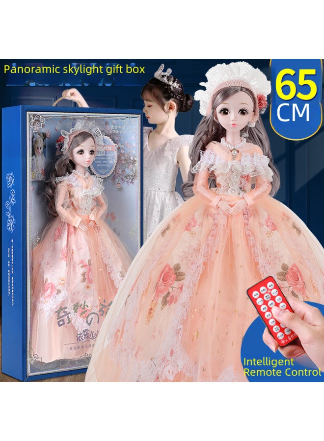 Childlike Innocence Barbie Doll Gift Box Set Large Size 60cm Girl Doll Simulation Princess Children's Gift Toy-Color:5518 One (stereo Eye)-Height:Ordinary Version + Blink + Headdress + Necklace + Panoramic Gift Box - Image 2