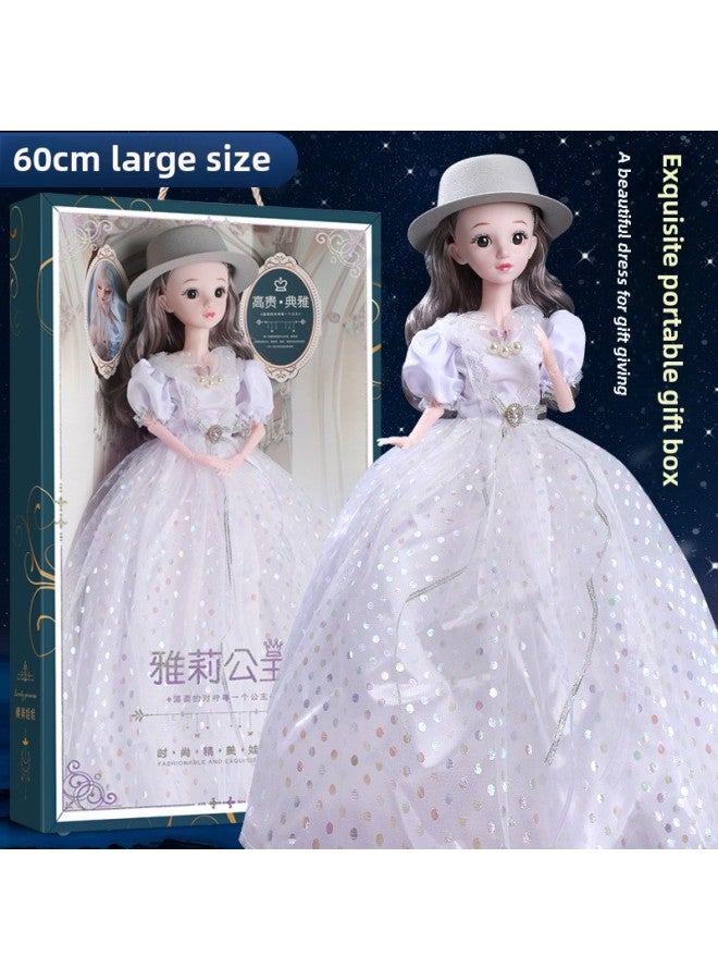 Childlike Innocence Barbie Doll Gift Box Set Large Size 60cm Girl Doll Simulation Princess Children's Gift Toy-Color:5518 One (stereo Eye)-Height:Ordinary Version + Blink + Headdress + Necklace + Panoramic Gift Box - Image 1