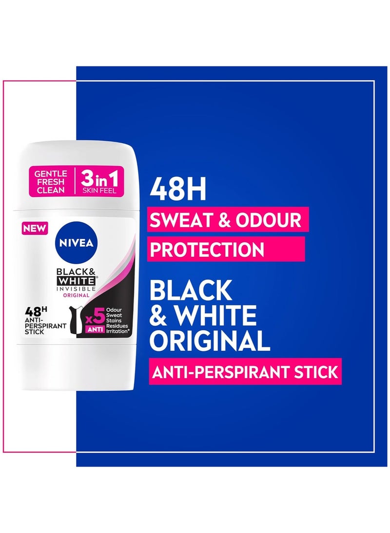 NIVEA Antiperspirant Stick for Women, 48h Protection, Black & White Invisible Original, 50ml - Image 2