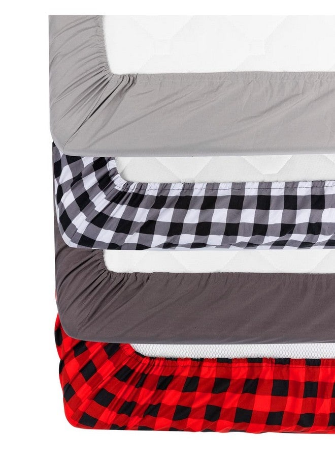 FIGEPO 4 Pack Buffalo Check Plaid Neutral Unisex Fitted Baby Crib Sheets Set for Baby Boys or Girls (Black) - Image 4