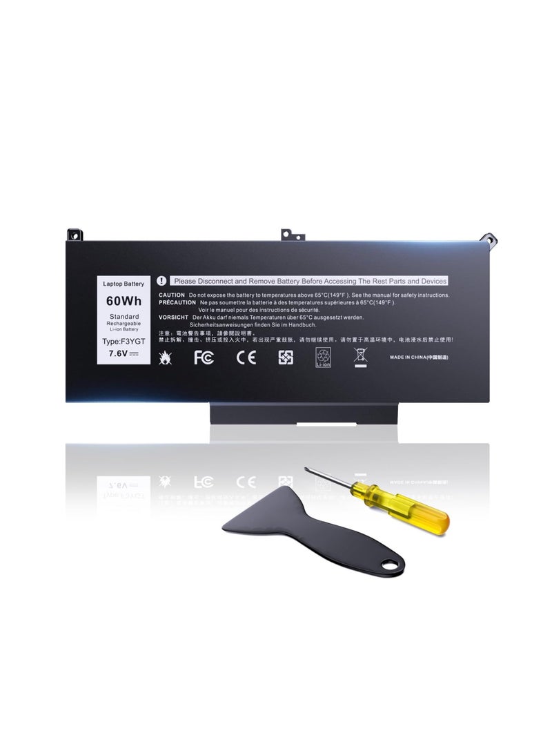 Terabyte 60Wh F3YGT E7280 Replacement Laptop Battery Compatible with Dell Latitude 12 7000 7280 7290 13 7380 7390 P28S001 P29S002 14 7480 7490 E7480 E7480 E7290 DMM 3WC 3WC 2X39G KG7VF V4940 451-BBYE - Image 1