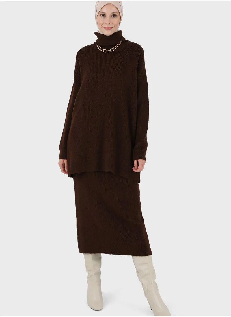 Refka by modanisa Turtle Neck Knitted Tunic
