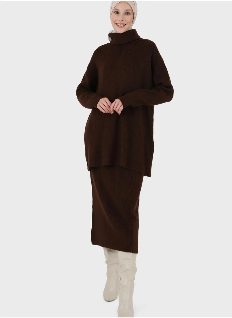 Refka by modanisa Turtle Neck Knitted Tunic