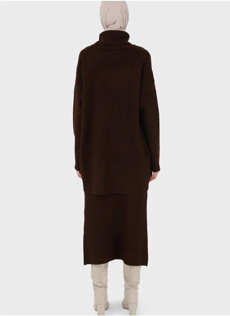Refka by modanisa Turtle Neck Knitted Tunic