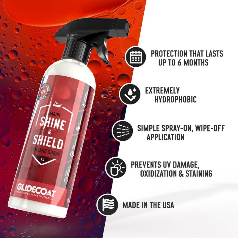Glidecoat Marine Shine & Shield | 42% Ceramic Spray | Better than Boat Wax | Hydrophobic Spray with UV Protection | Marine Sealant Ceramic Spray | Sealant Boat Maintenance | 16oz - Image 2