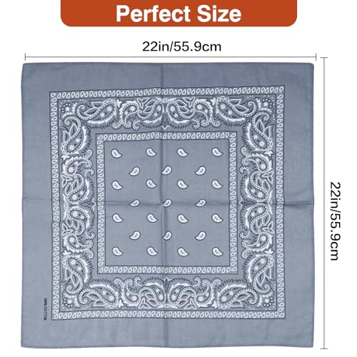 Raylarnia Bandana Multi-Purpose 100% Cotton Headbands for Women, 22 inch Paisley Cowboy Bandanas for Men - Image 3