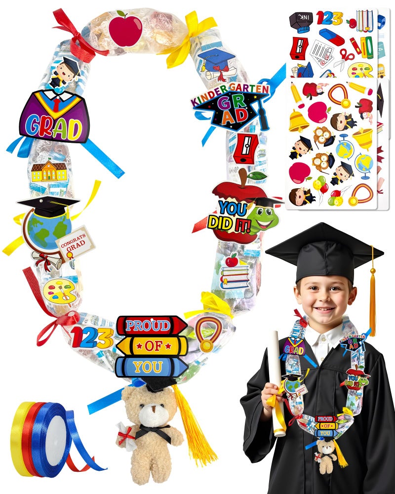 Asekonc Graduation Candy Lei 2026 Making Kit Supplies Tubing Grad Leis for Graduation Candy Necklace for Kindergarten Grad Party Gift