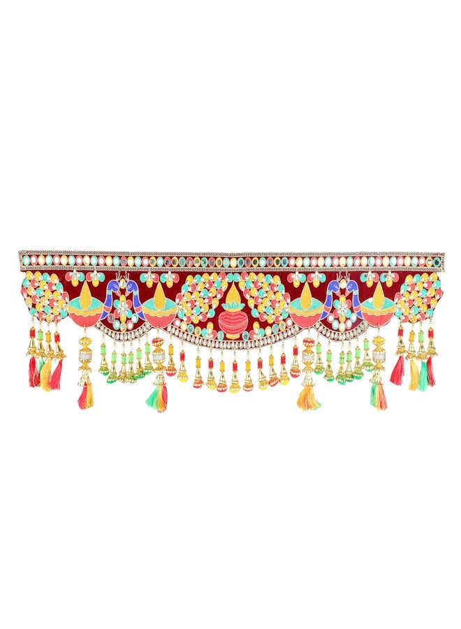 Aditri Creation Artificial Door Toran Hanging is made of Colourful Thread Tassels with Moti Beads Set Door Hanging Bandanwar for Home Decor Entrance for Indian Festival Traditional Decorations (Size:-36"X10") - Image 3