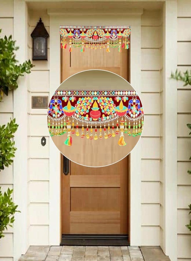 Aditri Creation Artificial Door Toran Hanging is made of Colourful Thread Tassels with Moti Beads Set Door Hanging Bandanwar for Home Decor Entrance for Indian Festival Traditional Decorations (Size:-36"X10") - Image 2
